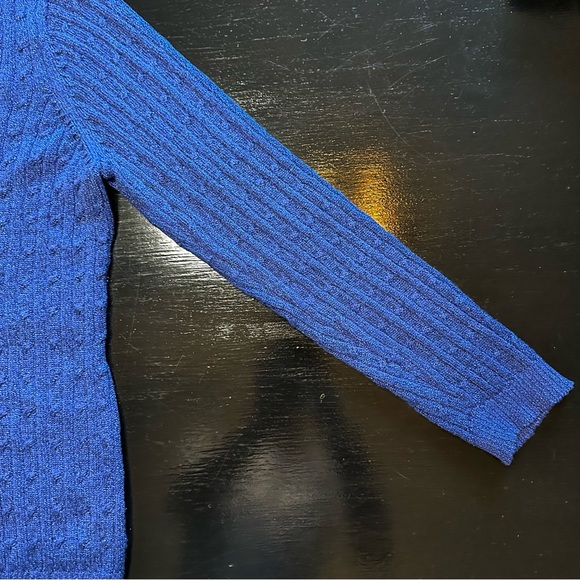 Vintage Pursuits ltd XL Silk Metallic Blue V Neck Deep Sweater Party Club - Picture 4 of 7